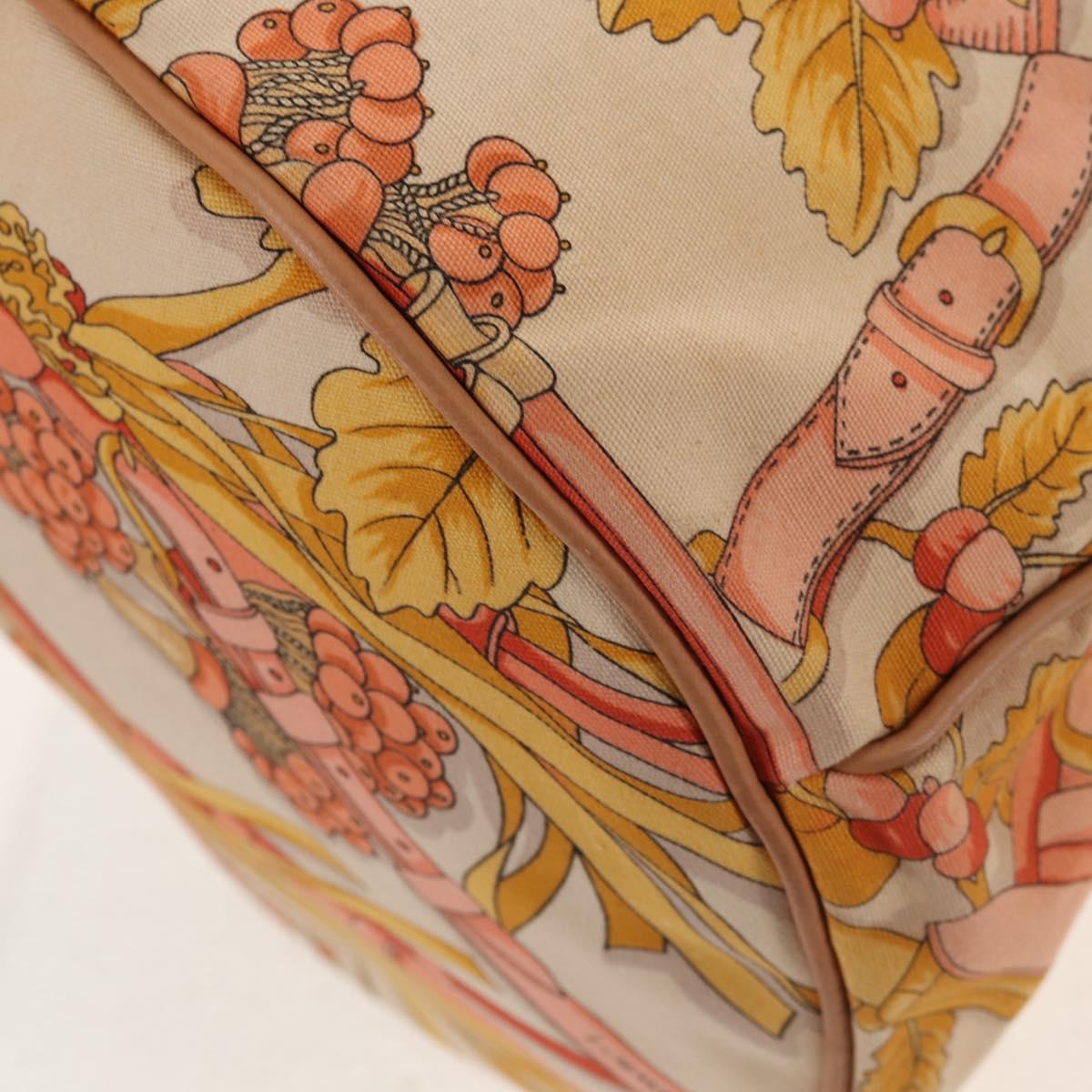 LOEWE Shoulder Bag Canvas Leather Beige Pink yellow Auth ep11209