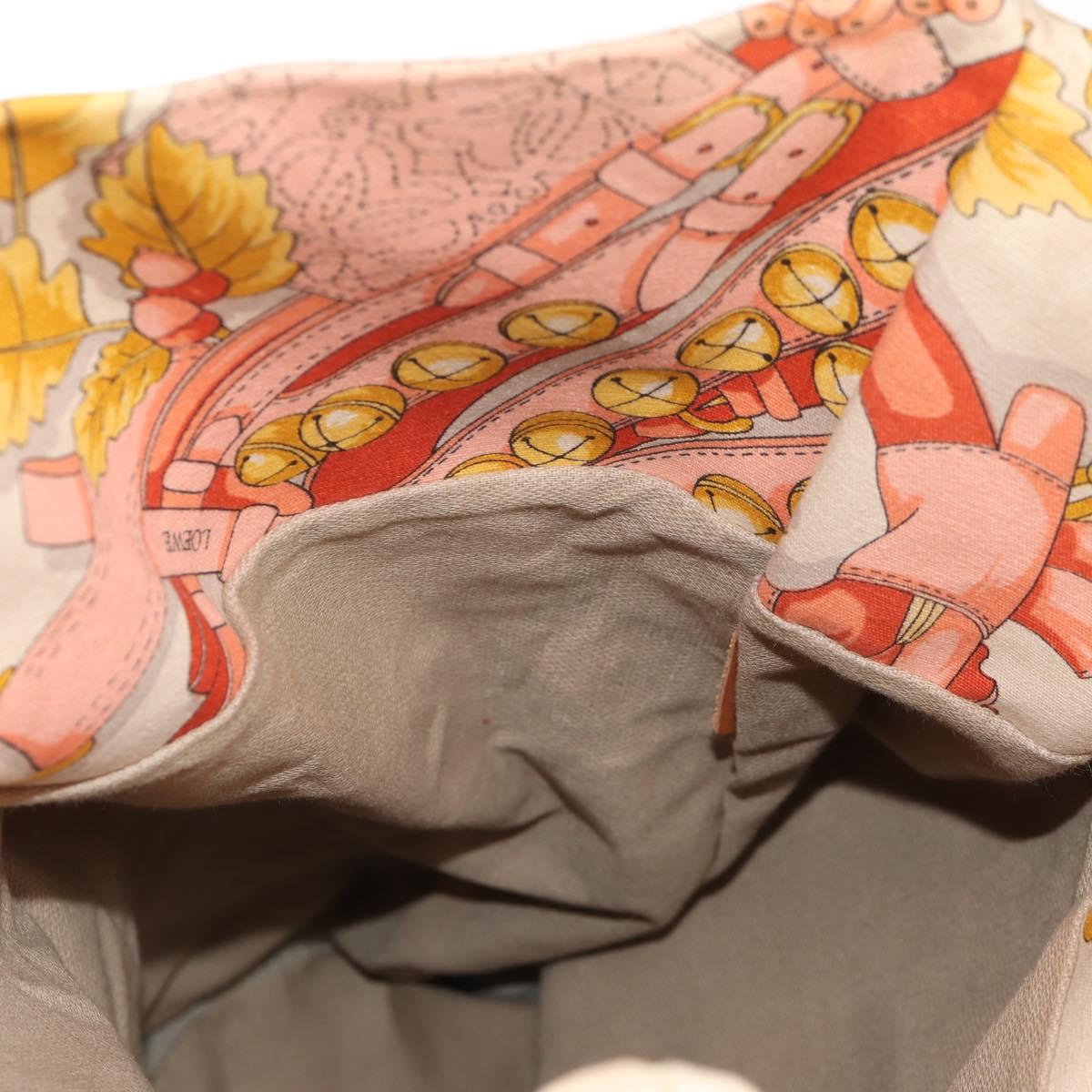 LOEWE Shoulder Bag Canvas Leather Beige Pink yellow Auth ep11209