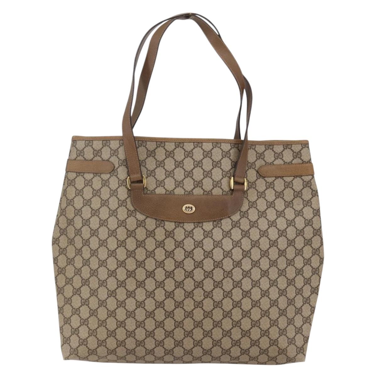 GUCCI GG Supreme Tote Bag PVC Beige Gold 39 02 061 Auth ep11212
