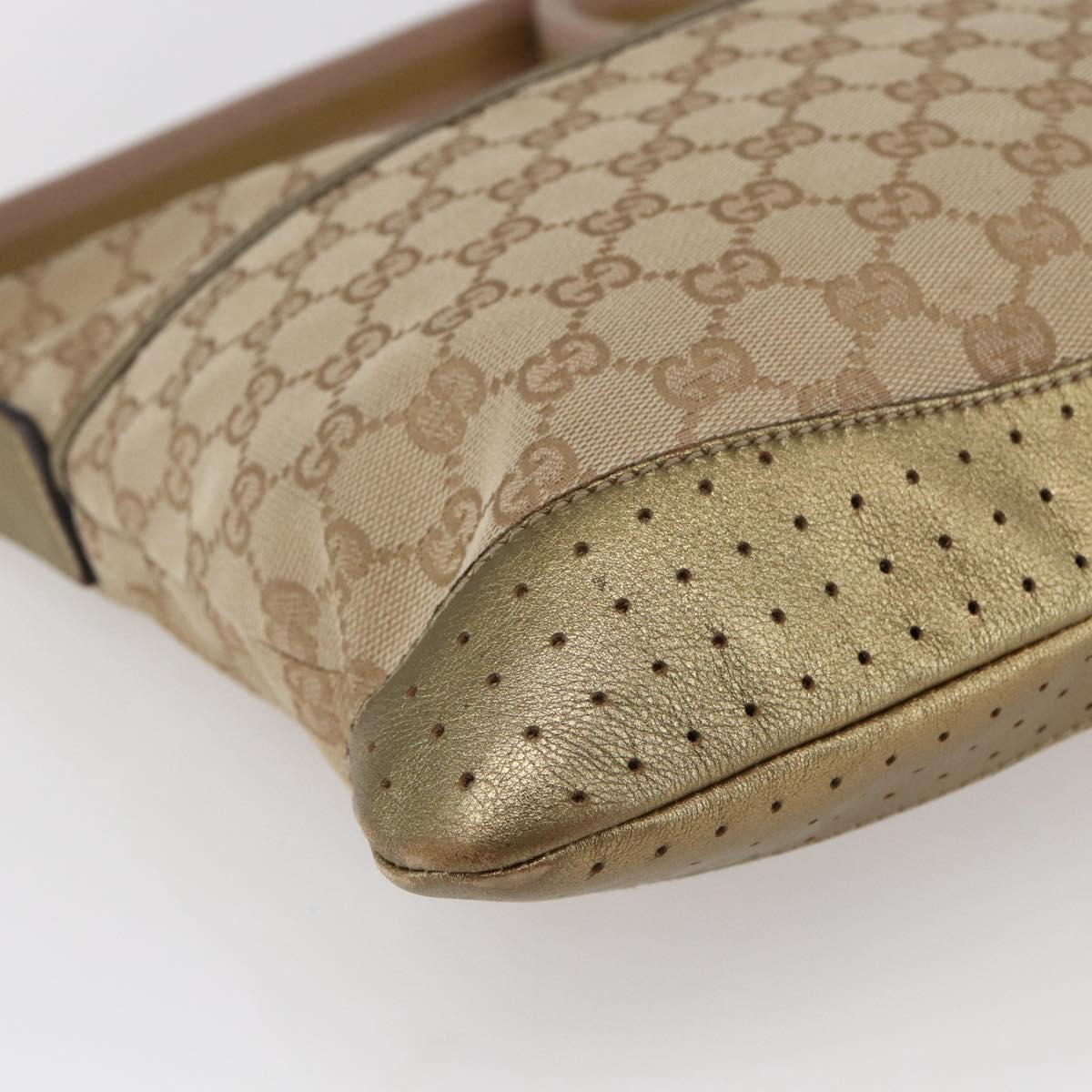 GUCCI GG Canvas Shoulder Bag Beige Gold 145857 Auth ep11216