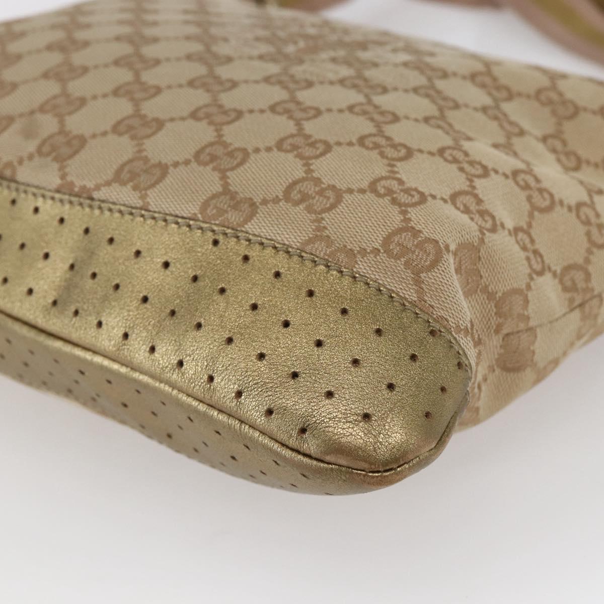 GUCCI GG Canvas Shoulder Bag Beige Gold 145857 Auth ep11216