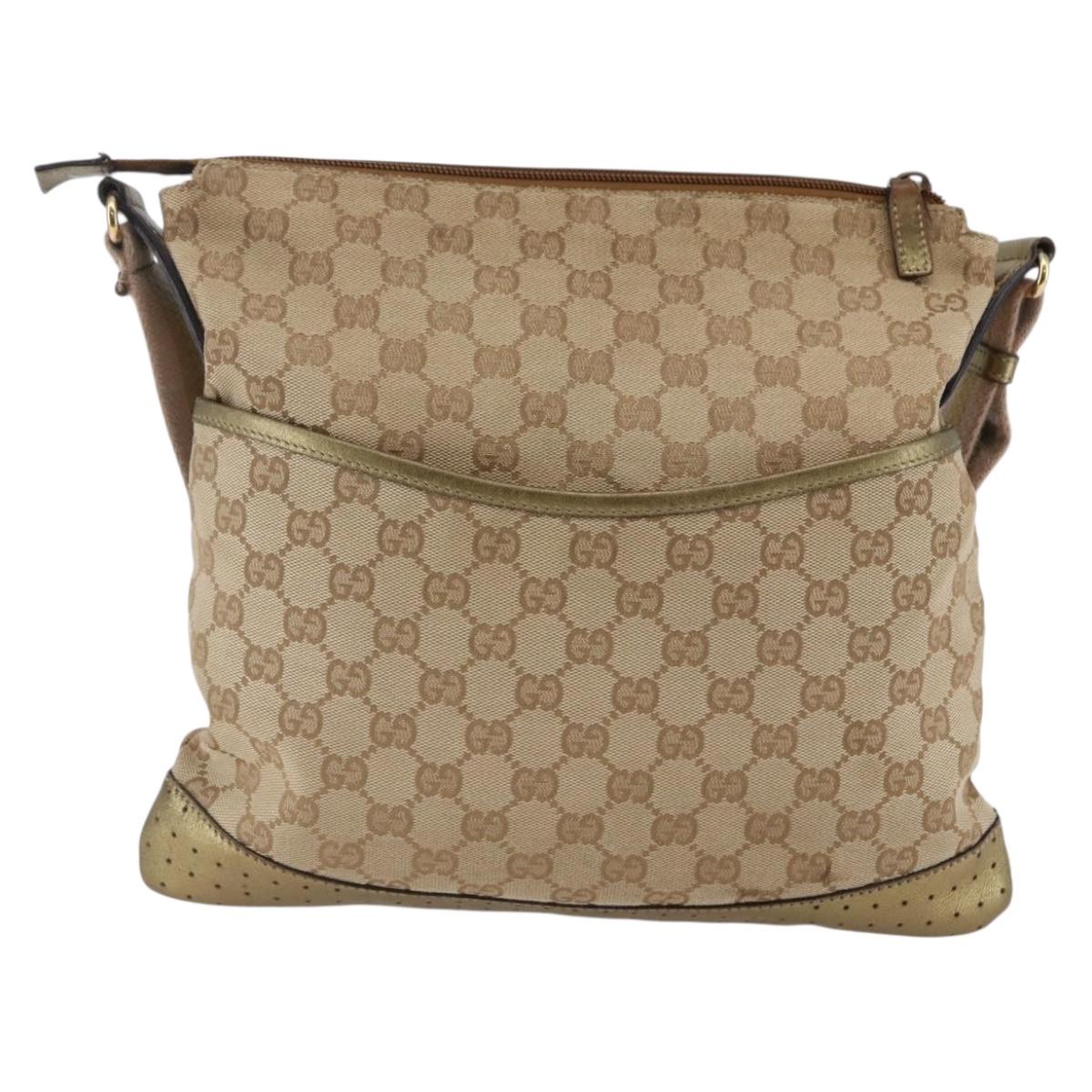 GUCCI GG Canvas Shoulder Bag Beige Gold 145857 Auth ep11216