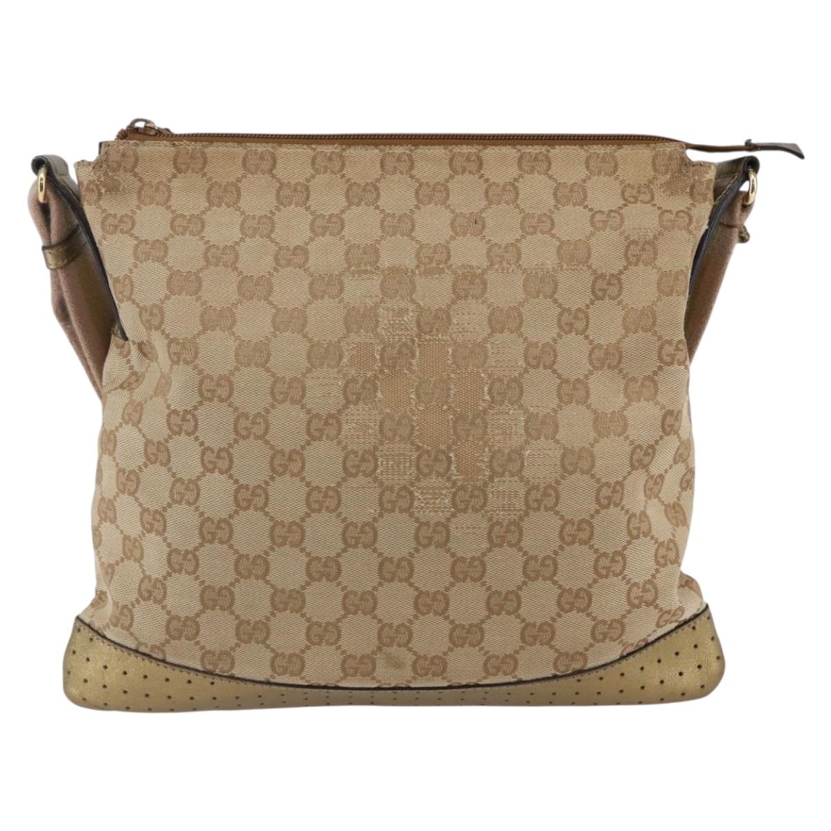 GUCCI GG Canvas Shoulder Bag Beige Gold 145857 Auth ep11216