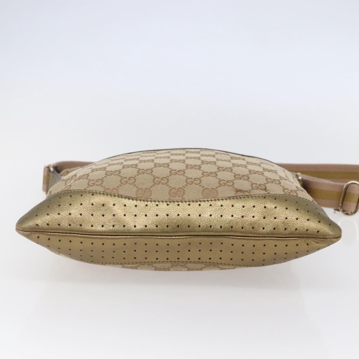 GUCCI GG Canvas Shoulder Bag Beige Gold 145857 Auth ep11216