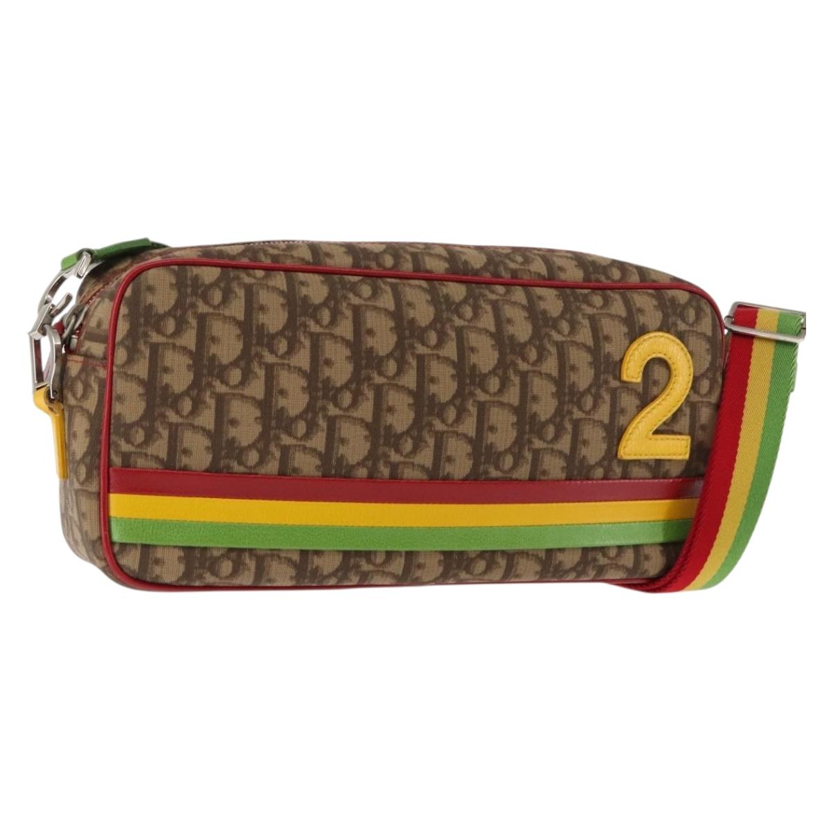 Christian Dior Trotter Canvas Shoulder Bag PVC Brown Rasta Color Auth ep11225