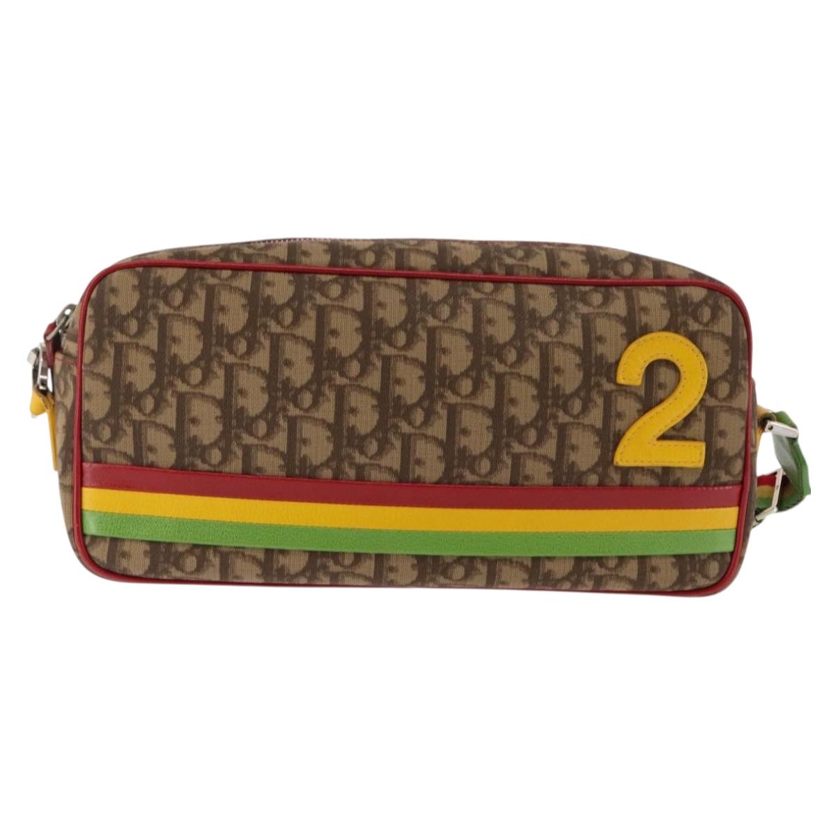 Christian Dior Trotter Canvas Shoulder Bag PVC Brown Rasta Color Auth ep11225