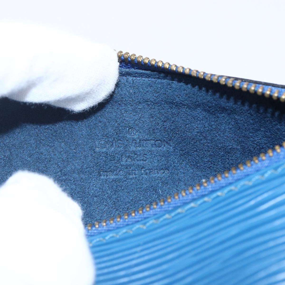 LOUIS VUITTON Epi Soufflot Pouch Blue LV Auth ep11230