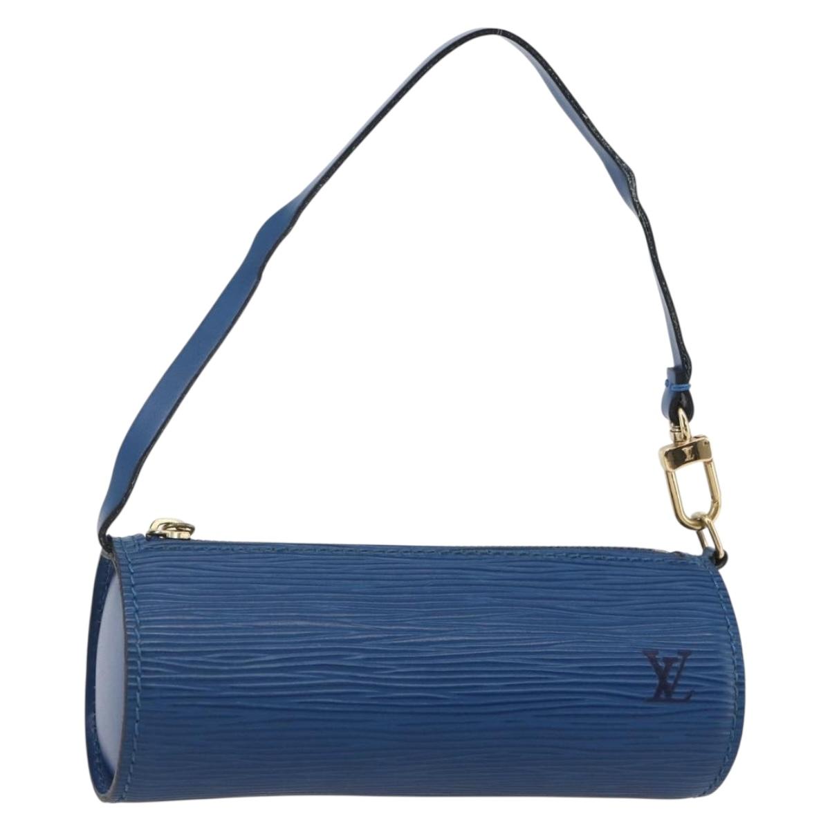 LOUIS VUITTON Epi Soufflot Pouch Blue LV Auth ep11230