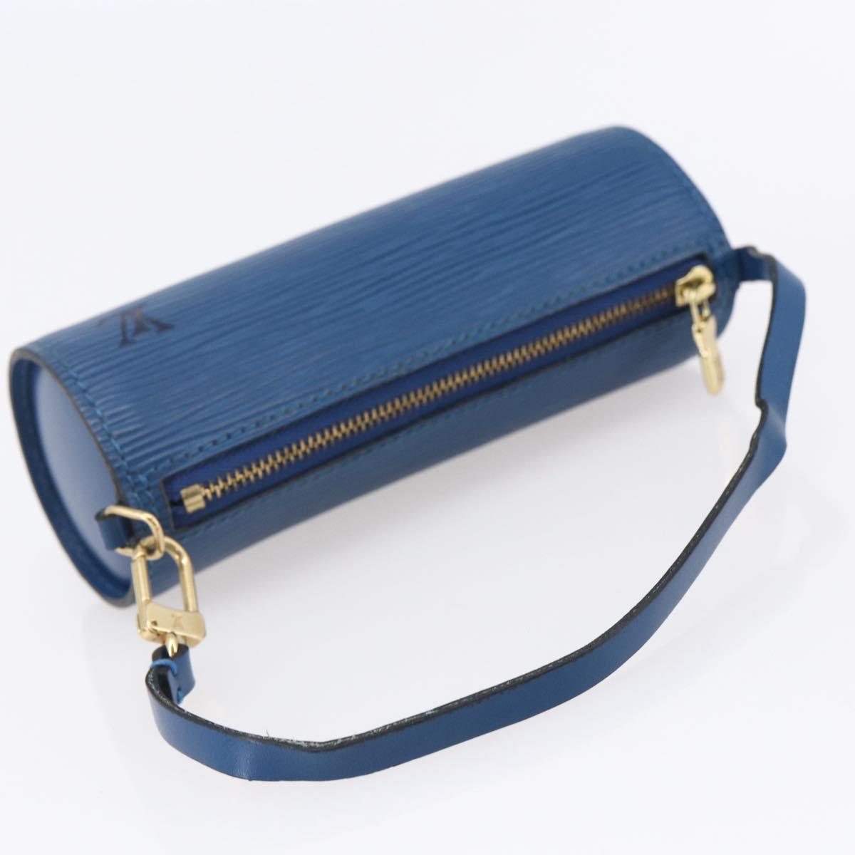 LOUIS VUITTON Epi Soufflot Pouch Blue LV Auth ep11230