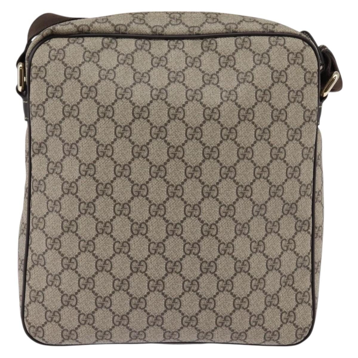 GUCCI GG Supreme Shoulder Bag PVC Beige Gold 201448 Auth ep11234