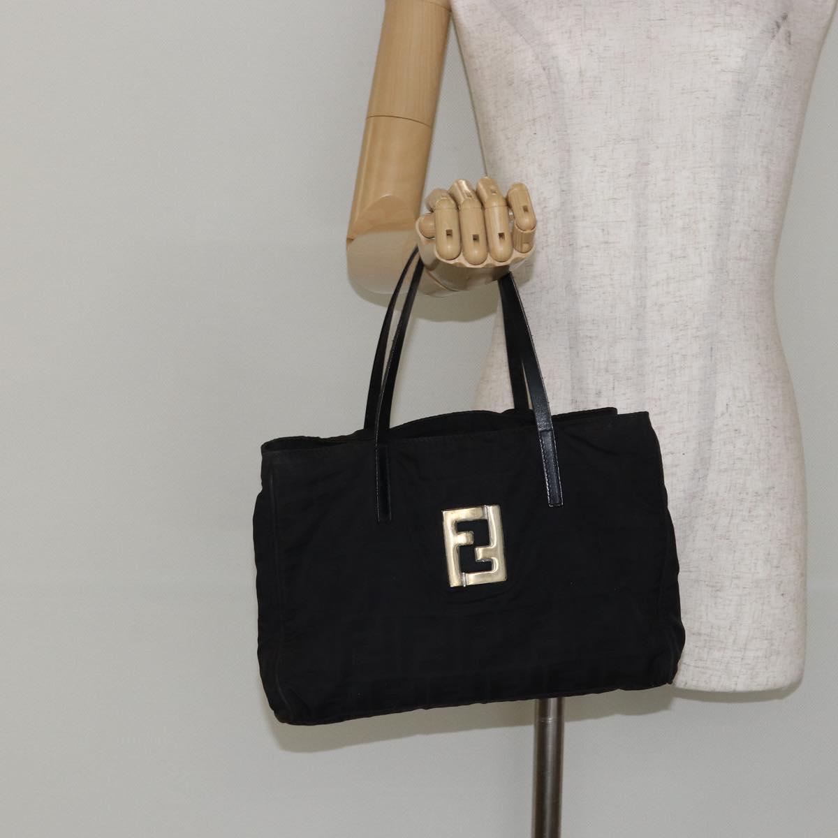 FENDI Zucca Canvas Hand Bag Black Auth ep11239