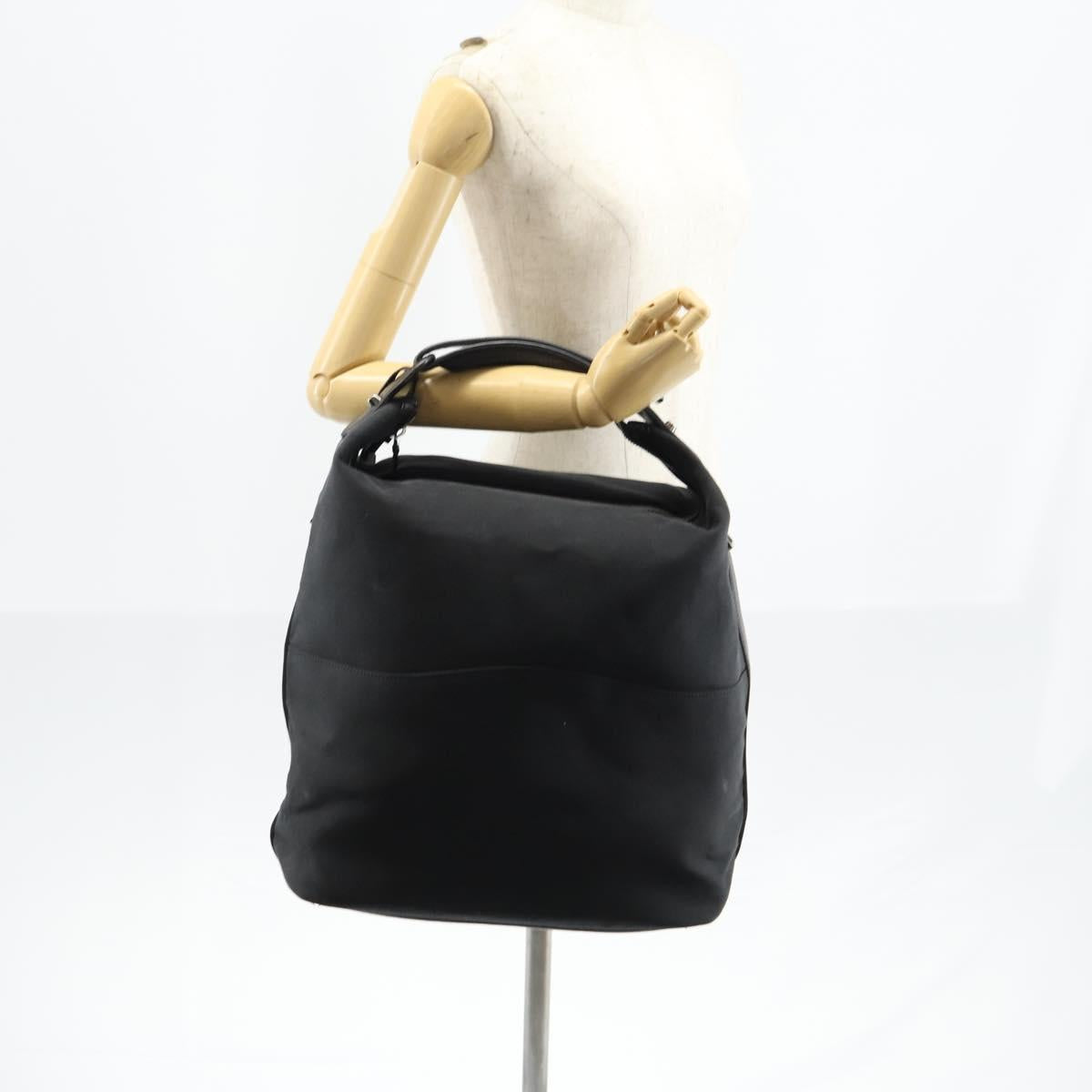 GUCCI Shoulder Bag Canvas Black Auth ep11240