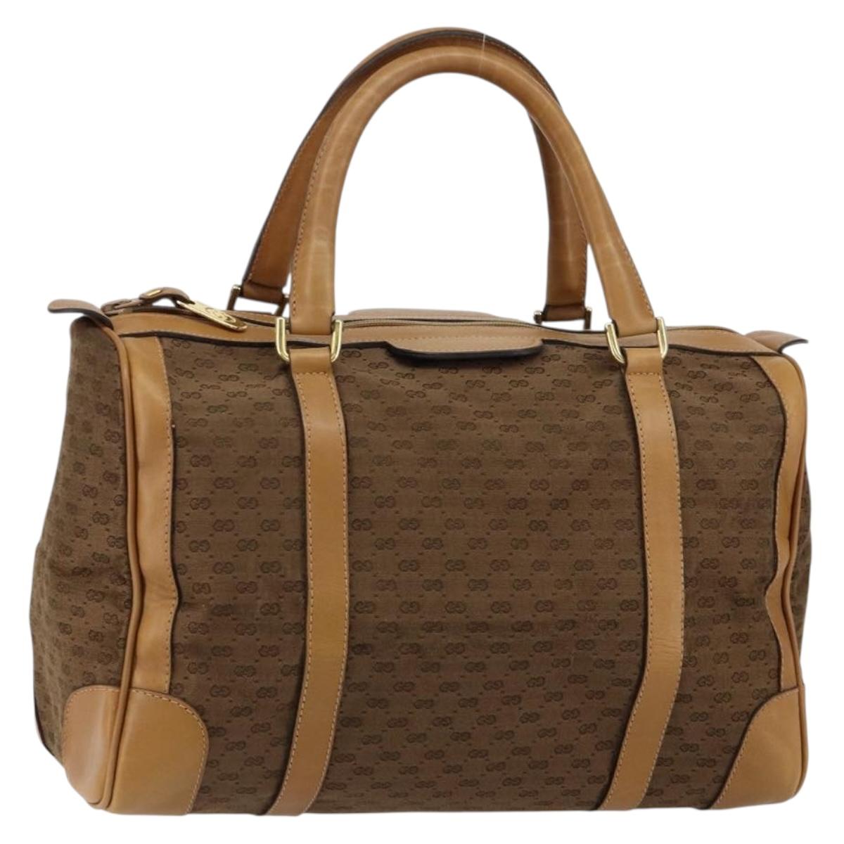 GUCCI Micro GG Canvas Boston Bag Beige Gold Auth ep11245