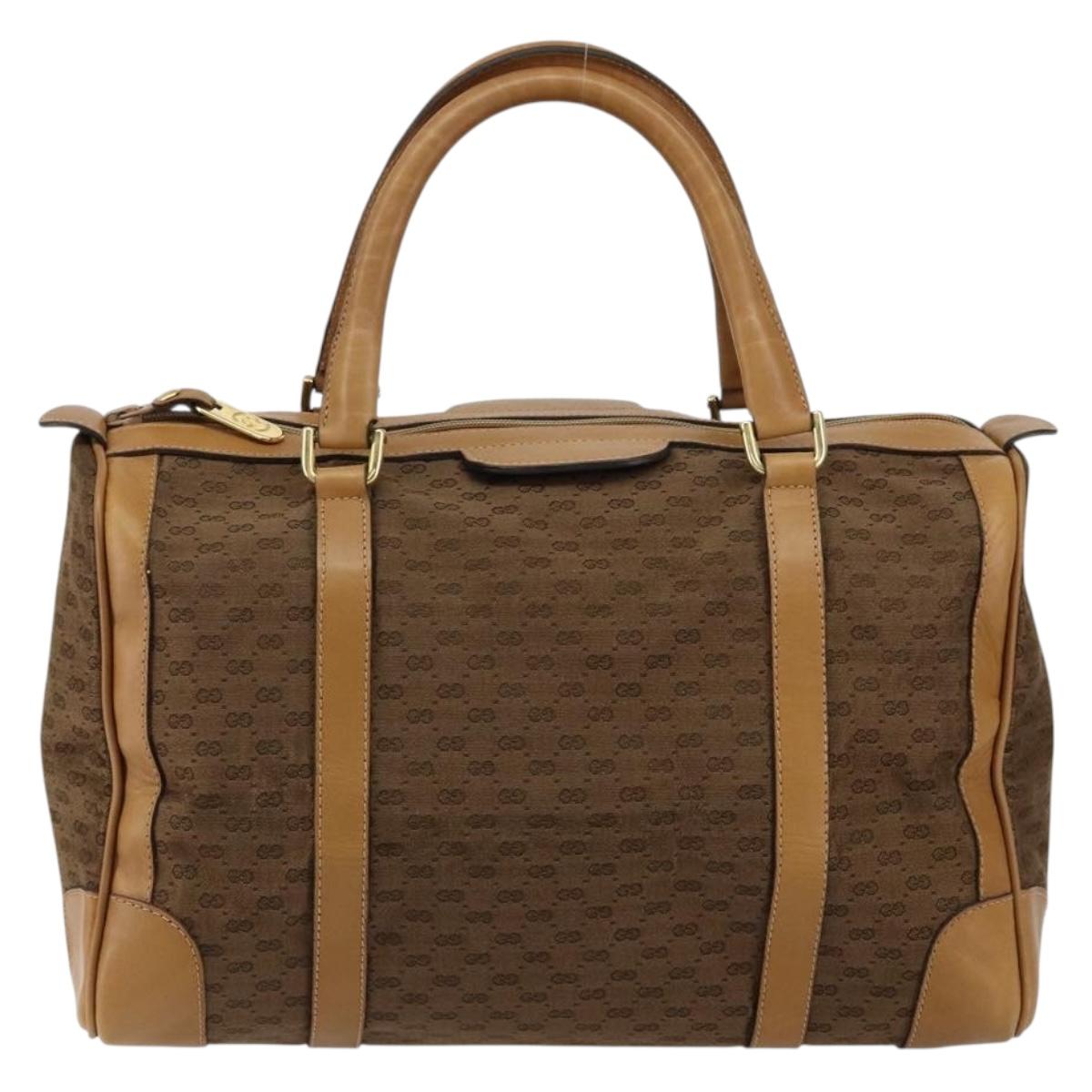 GUCCI Micro GG Canvas Boston Bag Beige Gold Auth ep11245