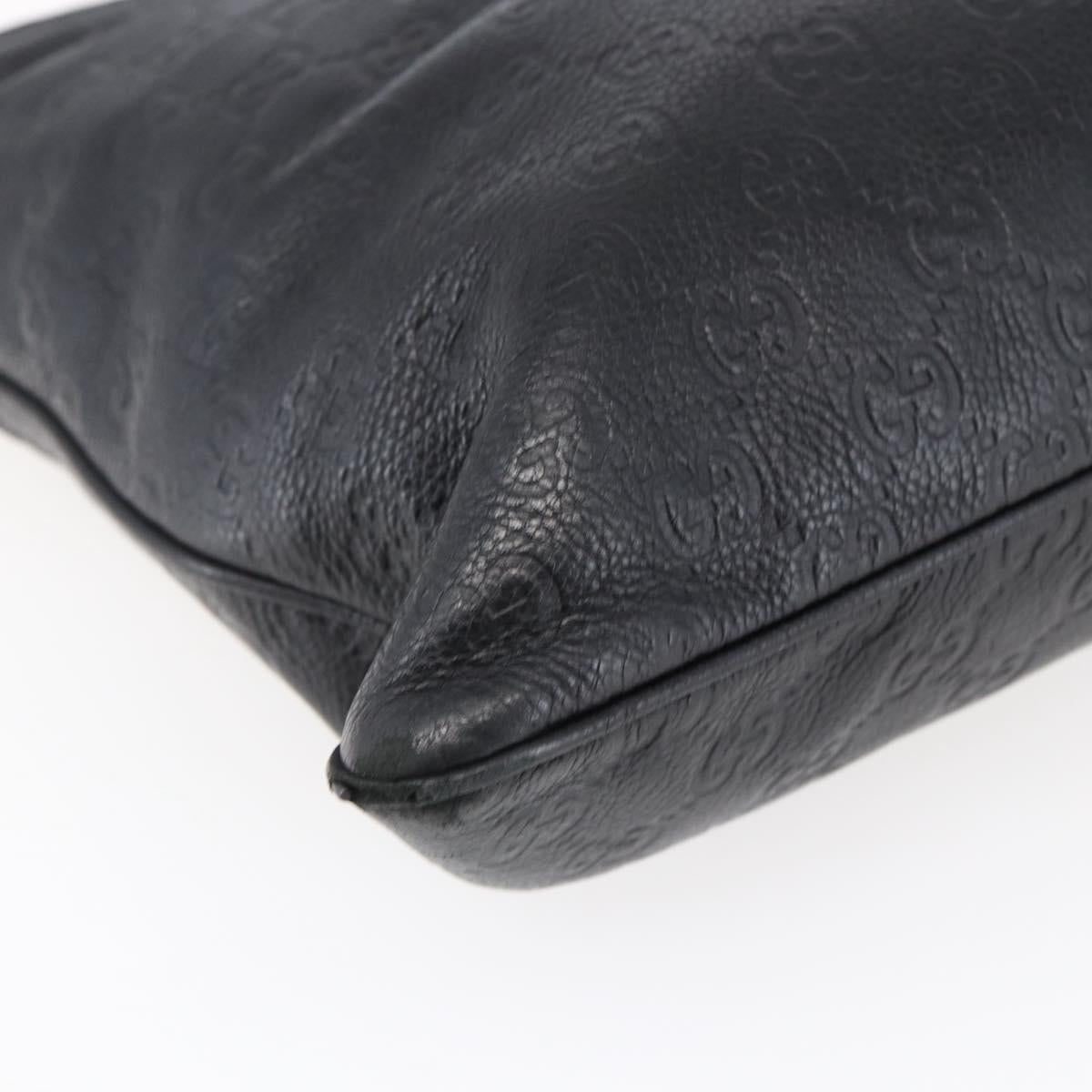 GUCCI GG Canvas Guccissima Shoulder Bag Leather Black Gold 201446 Auth ep11249