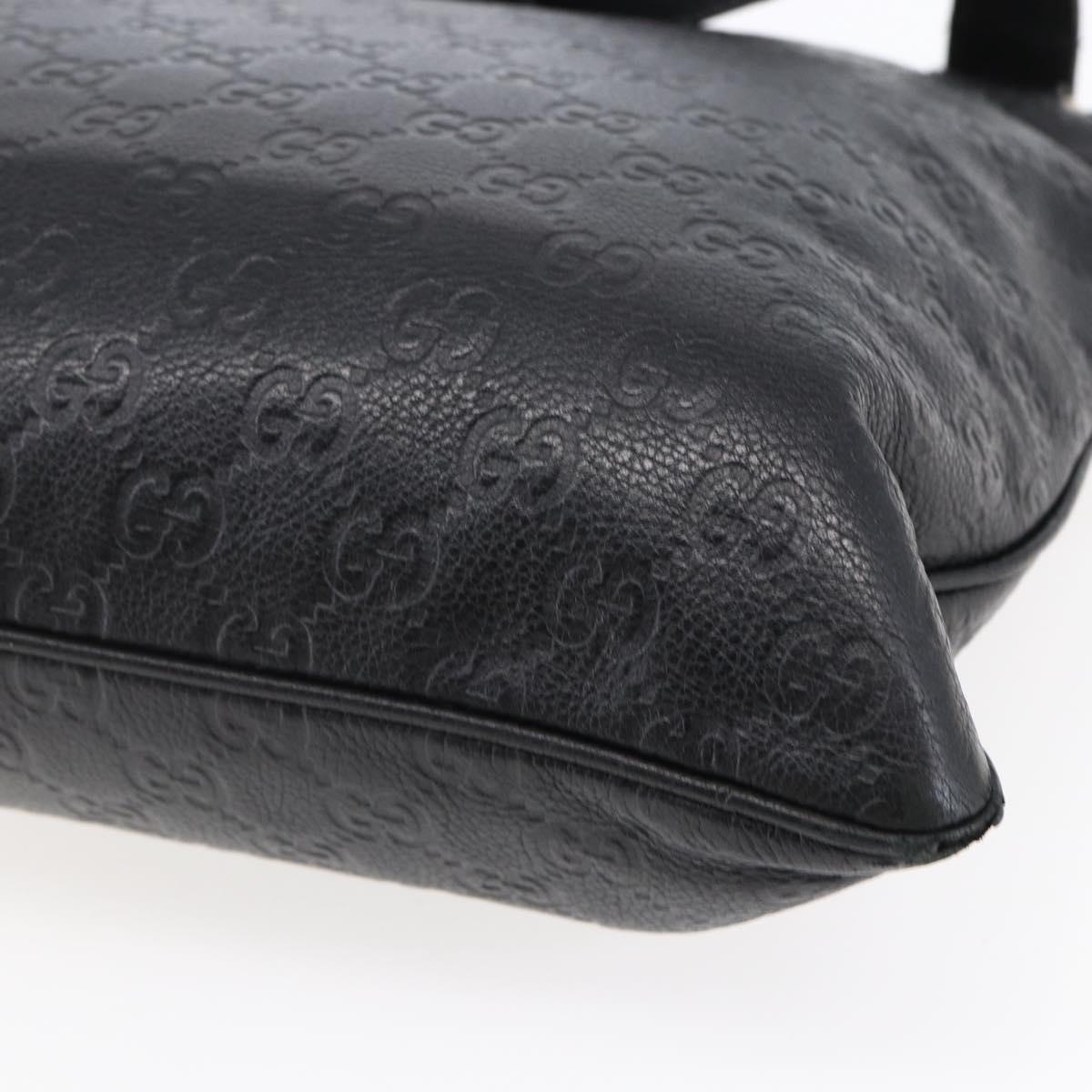 GUCCI GG Canvas Guccissima Shoulder Bag Leather Black Gold 201446 Auth ep11249