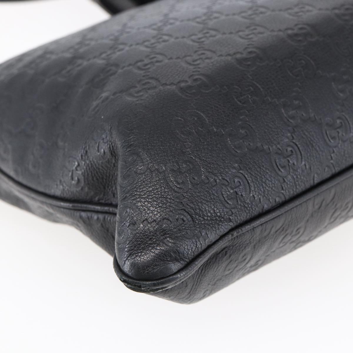 GUCCI GG Canvas Guccissima Shoulder Bag Leather Black Gold 201446 Auth ep11249