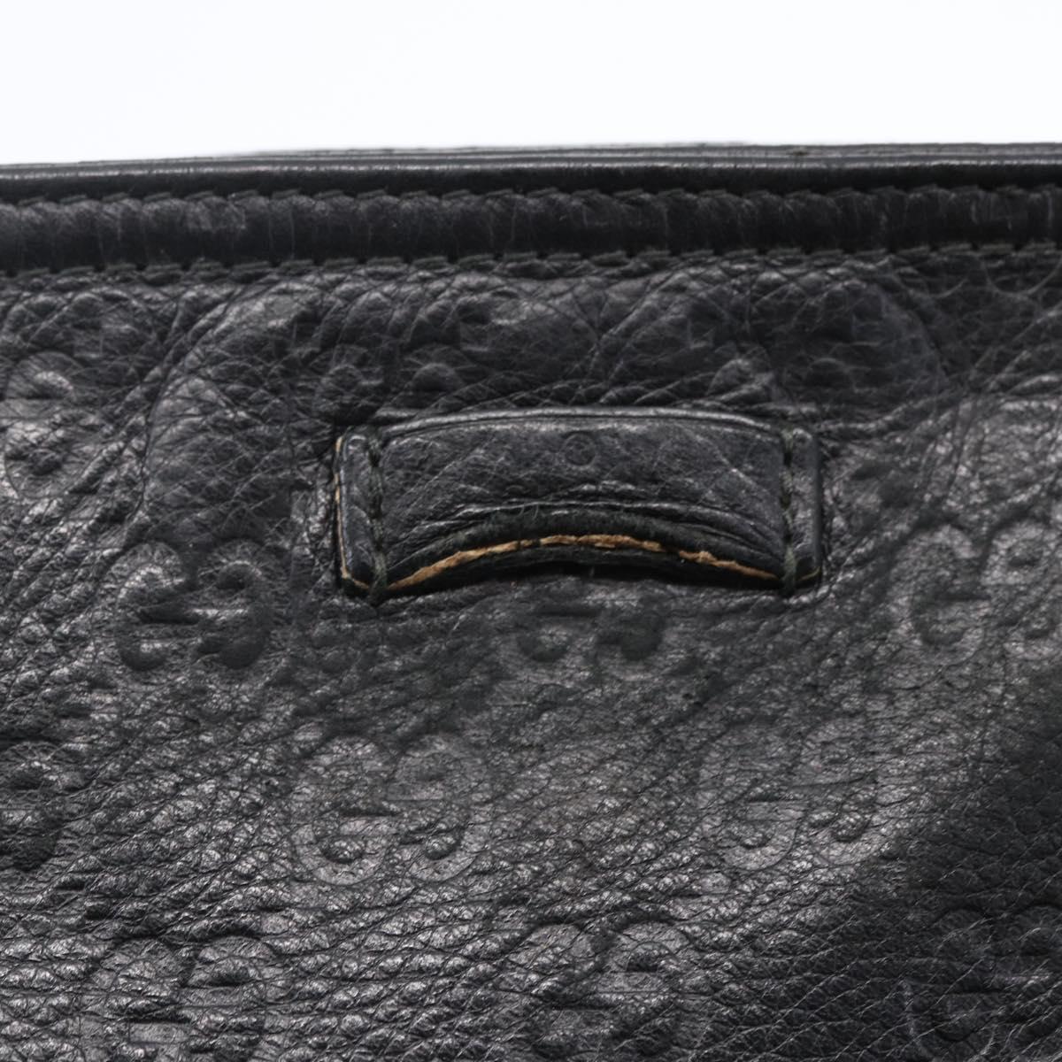 GUCCI GG Canvas Guccissima Shoulder Bag Leather Black Gold 201446 Auth ep11249