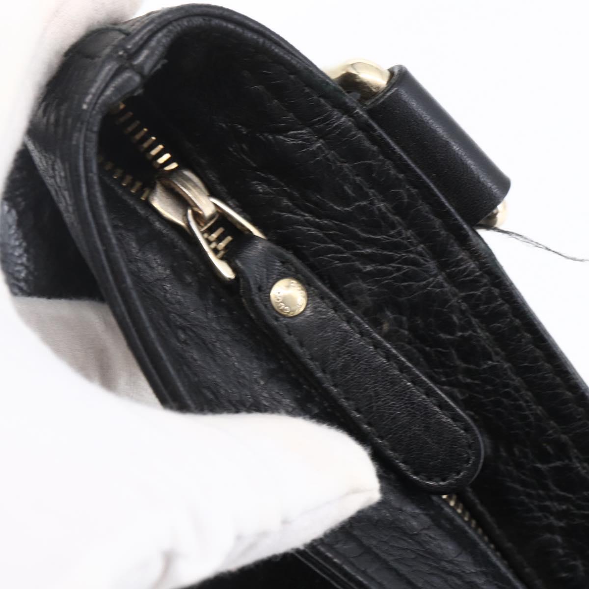 GUCCI GG Canvas Guccissima Shoulder Bag Leather Black Gold 201446 Auth ep11249