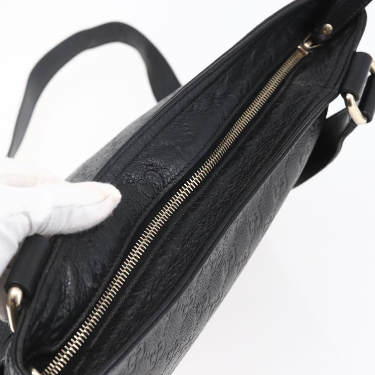 GUCCI GG Canvas Guccissima Shoulder Bag Leather Black Gold 201446 Auth ep11249