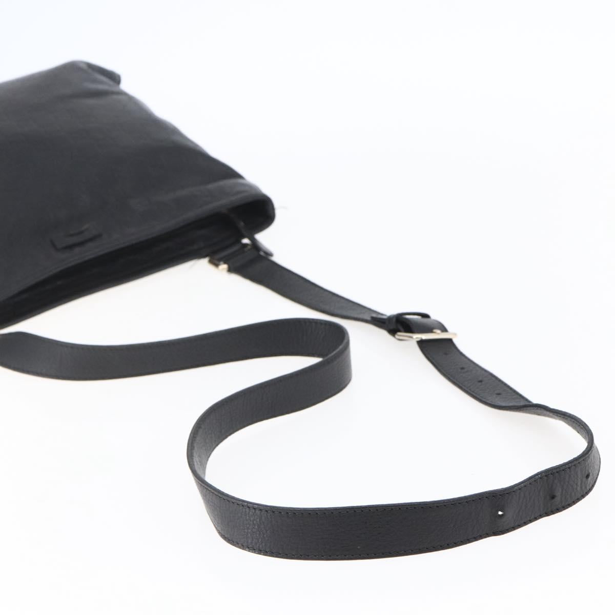 GUCCI GG Canvas Guccissima Shoulder Bag Leather Black Gold 201446 Auth ep11249