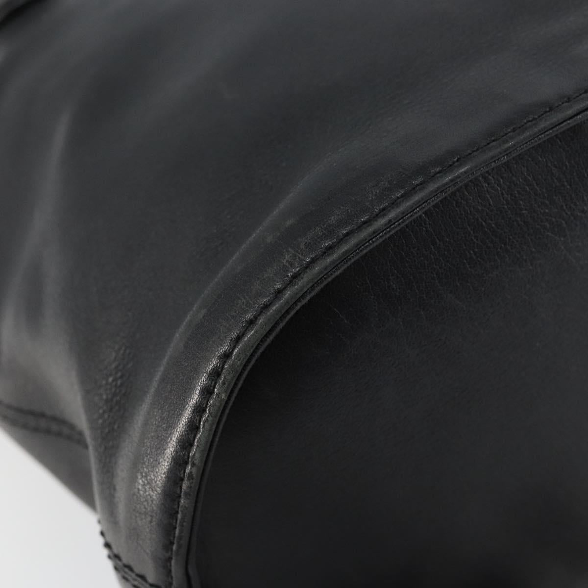 LOEWE Hand Bag Leather Black Gold Auth ep11258