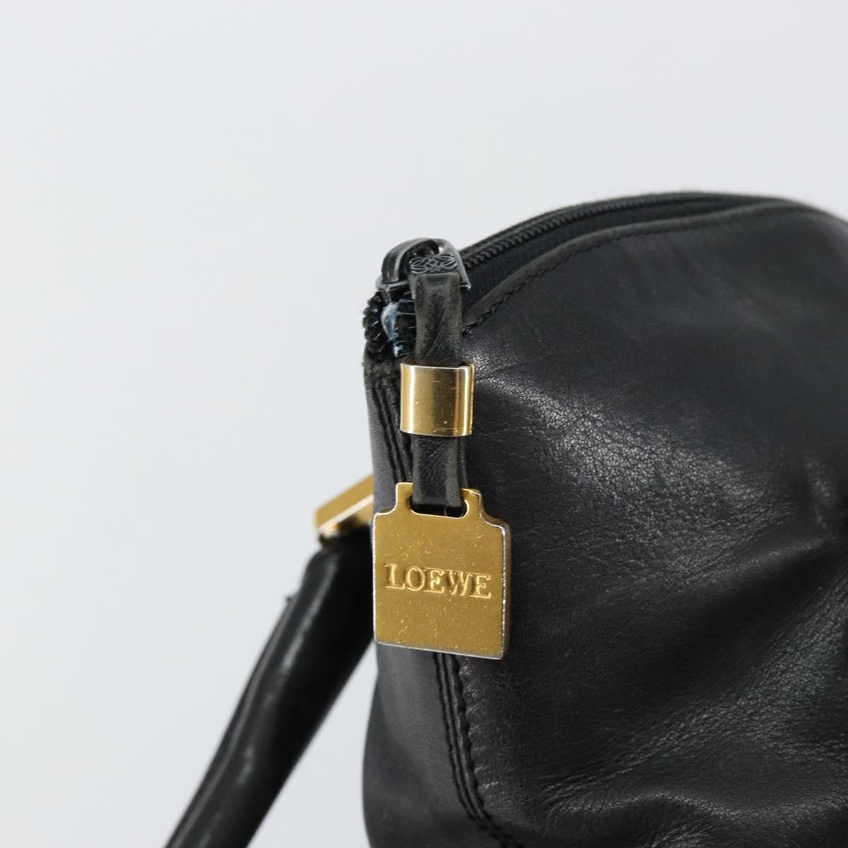 LOEWE Hand Bag Leather Black Gold Auth ep11258