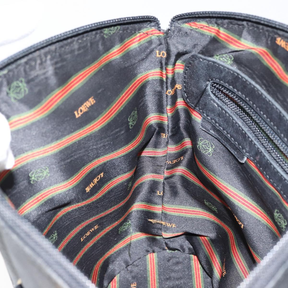 LOEWE Hand Bag Leather Black Gold Auth ep11258