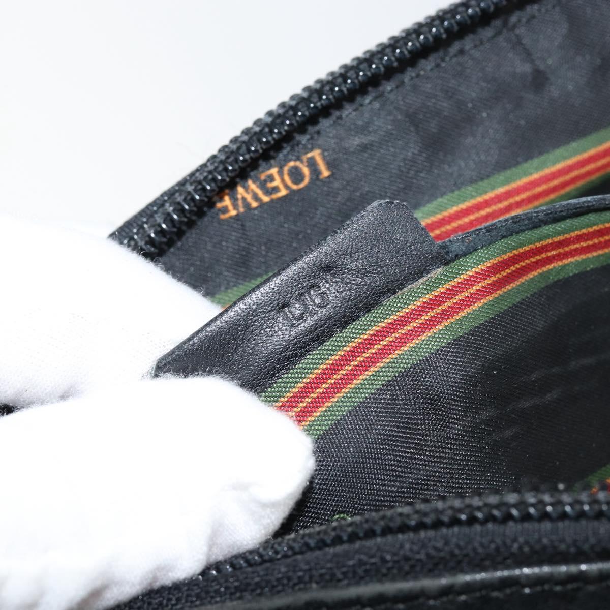 LOEWE Hand Bag Leather Black Gold Auth ep11258