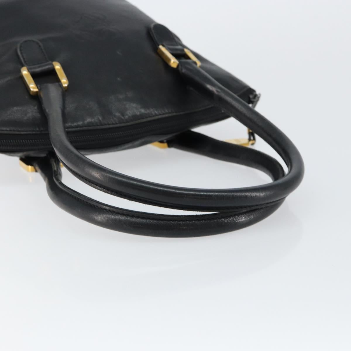 LOEWE Hand Bag Leather Black Gold Auth ep11258