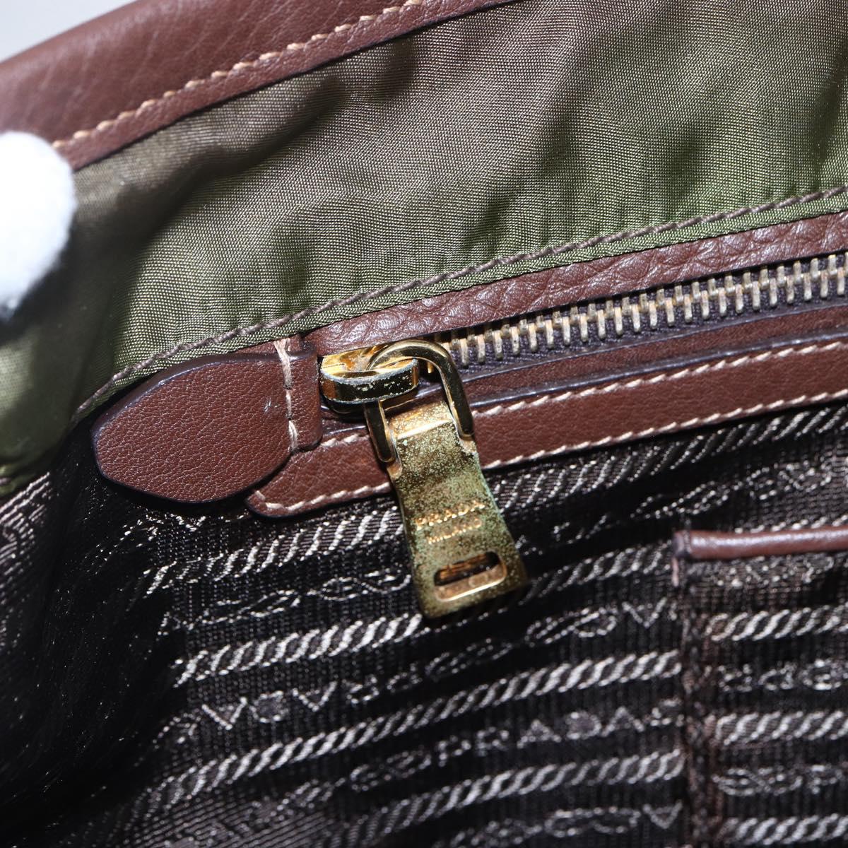 PRADA Tote Bag Nylon Khaki Gold Auth ep11268