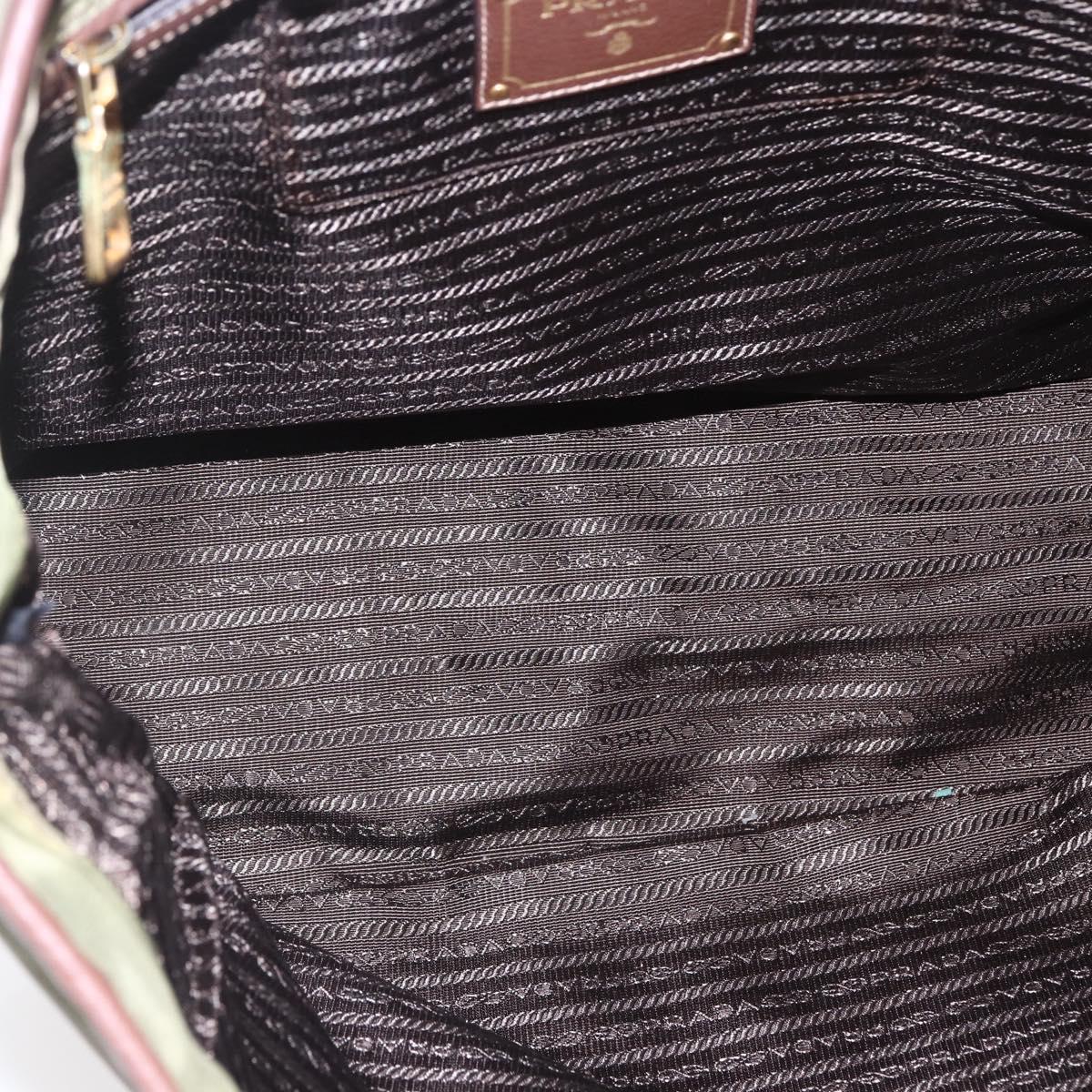 PRADA Tote Bag Nylon Khaki Gold Auth ep11268