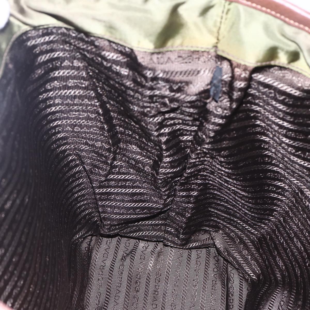 PRADA Tote Bag Nylon Khaki Gold Auth ep11268