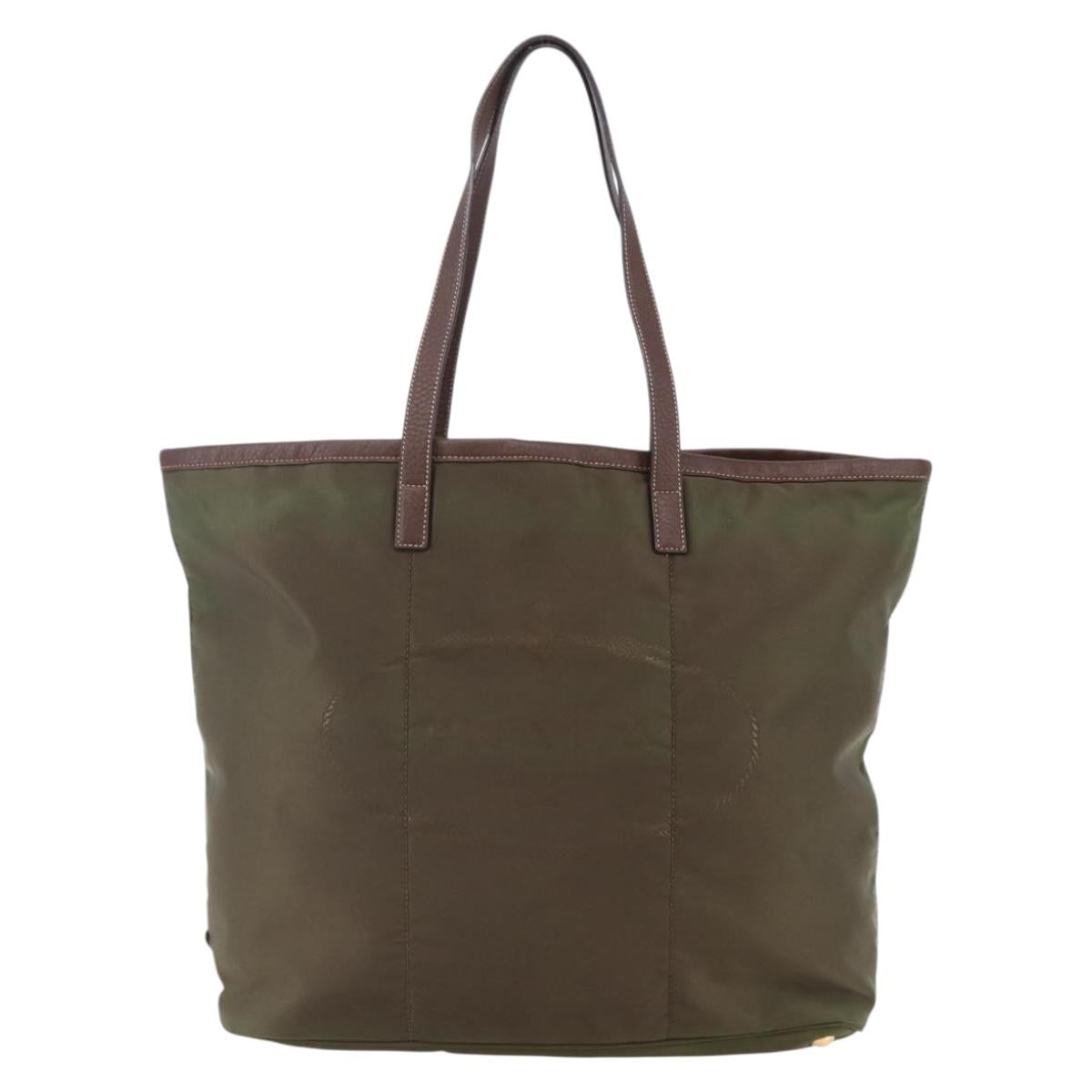 PRADA Tote Bag Nylon Khaki Gold Auth ep11268