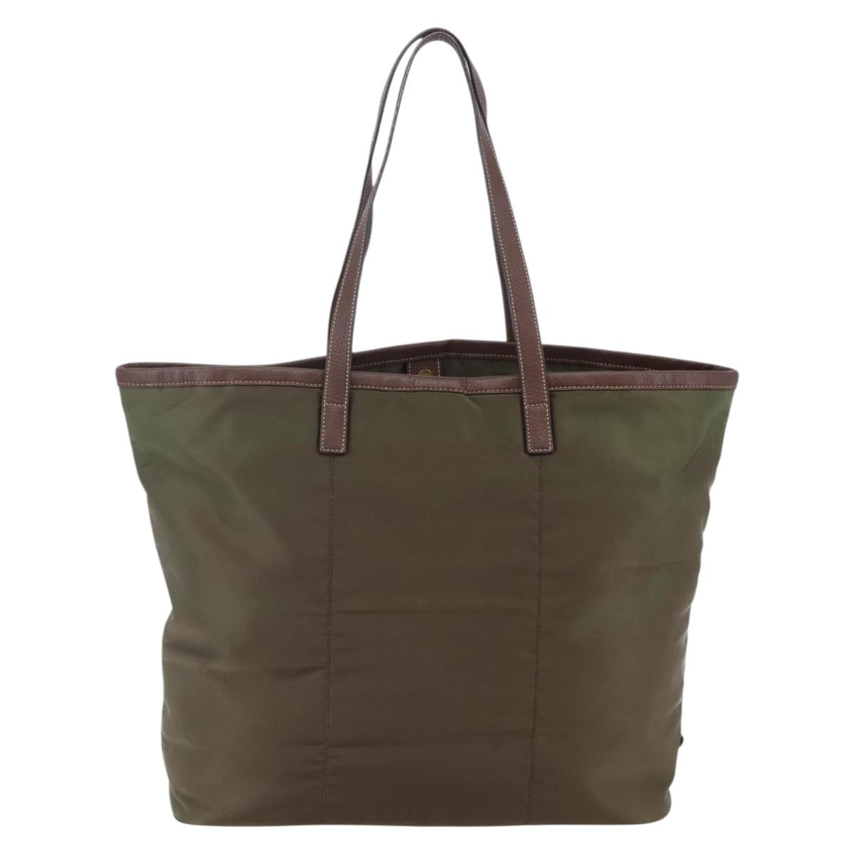 PRADA Tote Bag Nylon Khaki Gold Auth ep11268