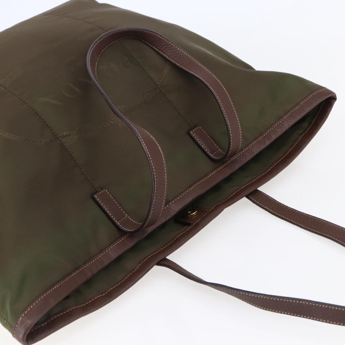 PRADA Tote Bag Nylon Khaki Gold Auth ep11268