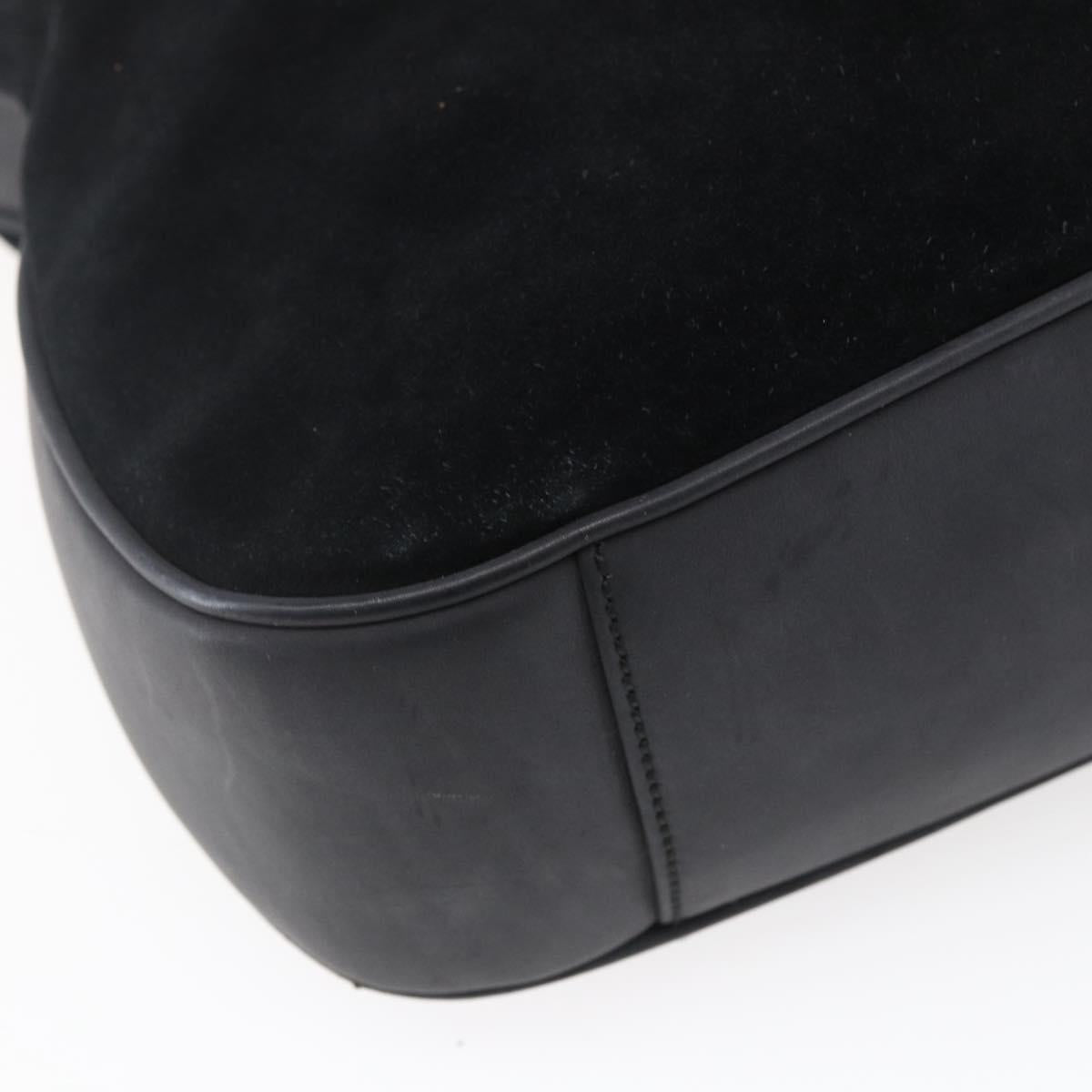 GUCCI Bamboo Shoulder Bag Suede Black Gold 001 1014 1577 Auth ep11269