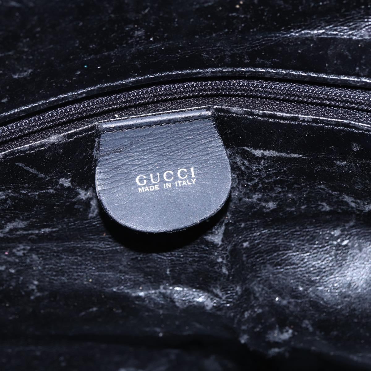 GUCCI Bamboo Shoulder Bag Suede Black Gold 001 1014 1577 Auth ep11269