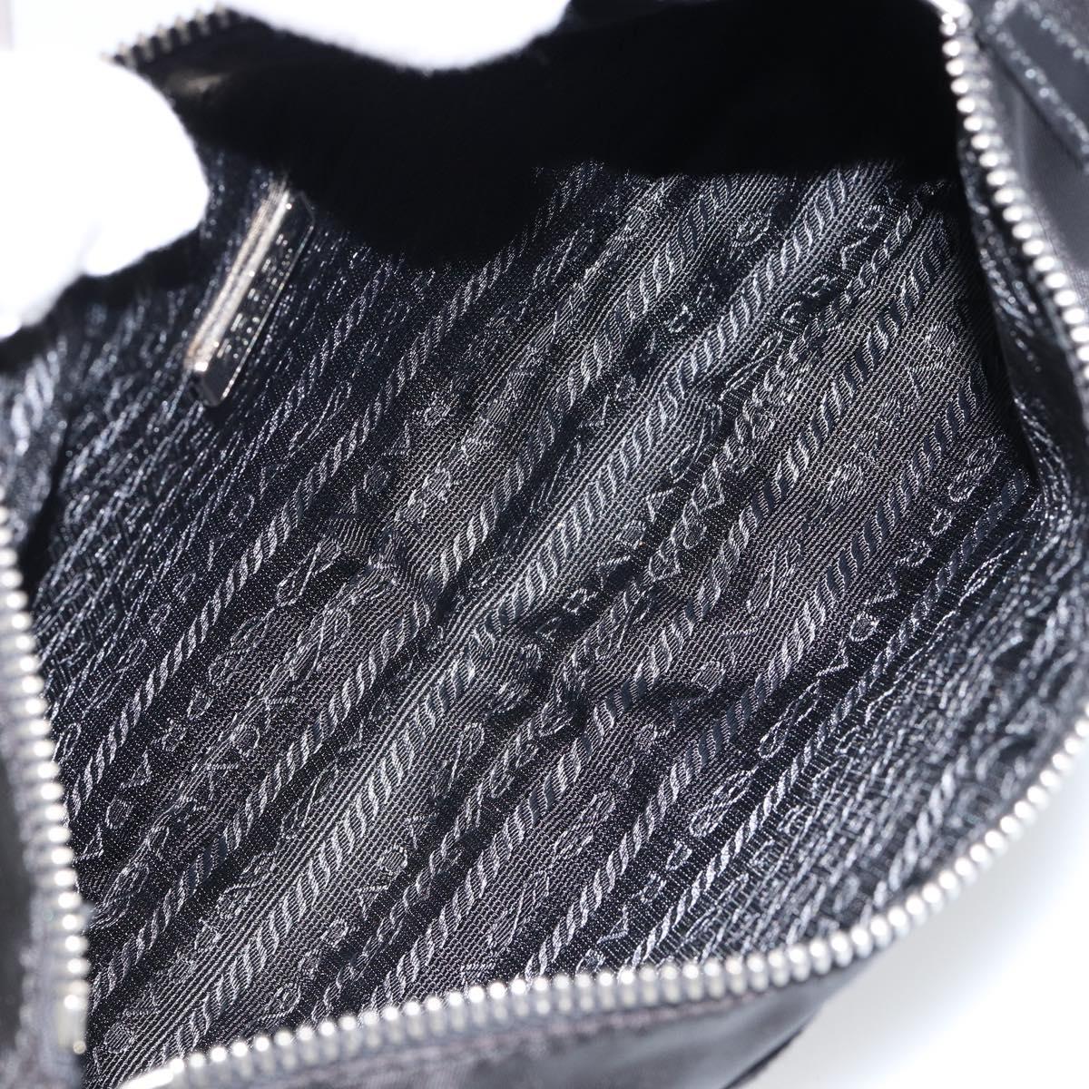 PRADA Accessory Pouch Nylon Black Silver Auth ep11271