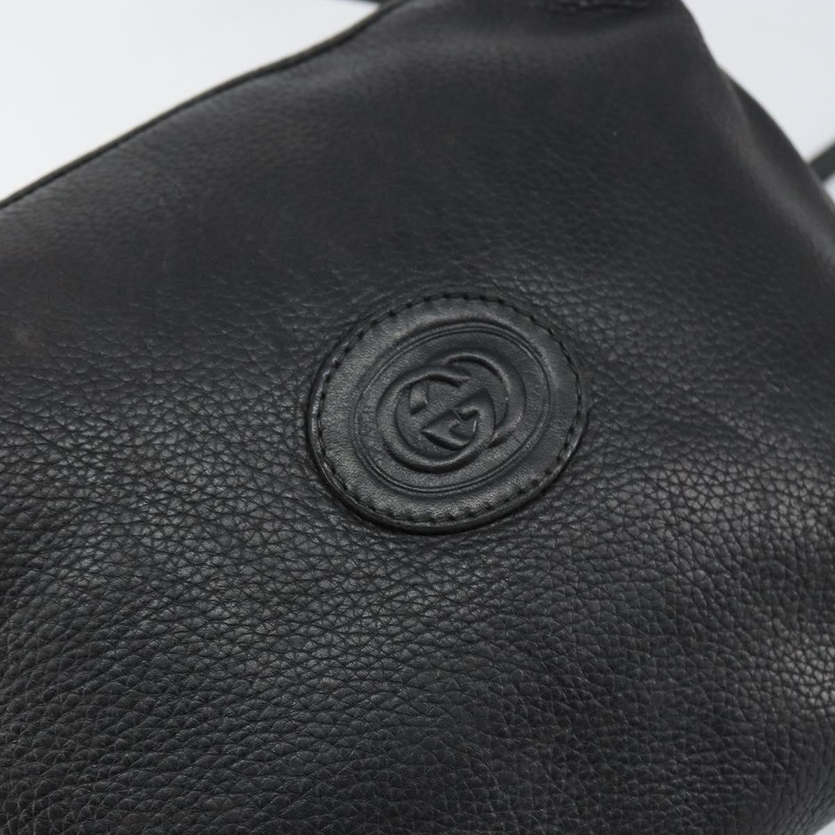 GUCCI Interlocking Shoulder Bag Leather Black Gold 007 58 0093 Auth ep11276