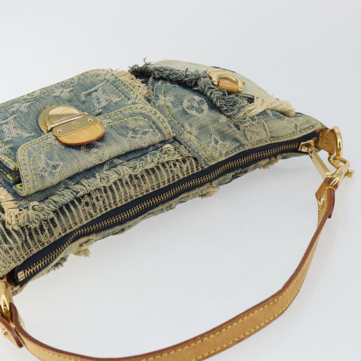 LOUIS VUITTON Monogram Denim Pouch Shoulder Bag Blue M95382 LV Auth ep11281