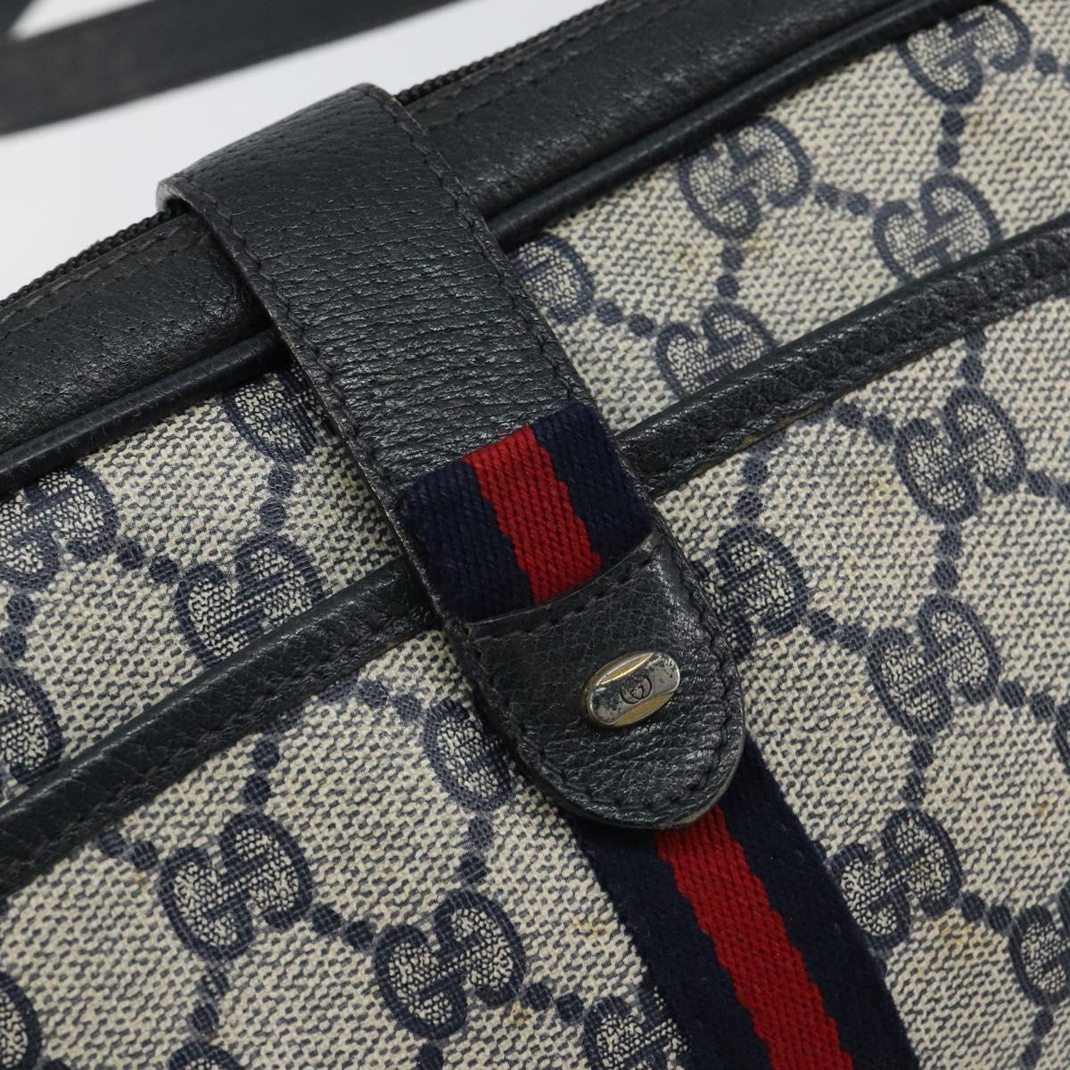 GUCCI GG Supreme Sherry Line Shoulder Bag PVC Navy Gold 10 02 055 Auth ep11283