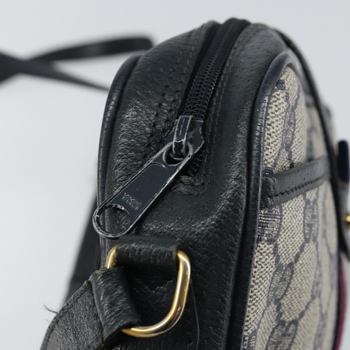 GUCCI GG Supreme Sherry Line Shoulder Bag PVC Navy Gold 10 02 055 Auth ep11283