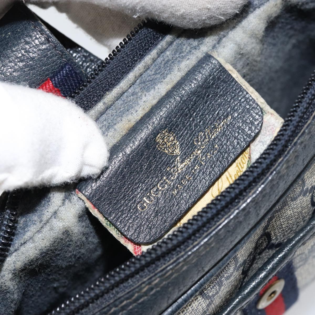 GUCCI GG Supreme Sherry Line Shoulder Bag PVC Navy Gold 10 02 055 Auth ep11283