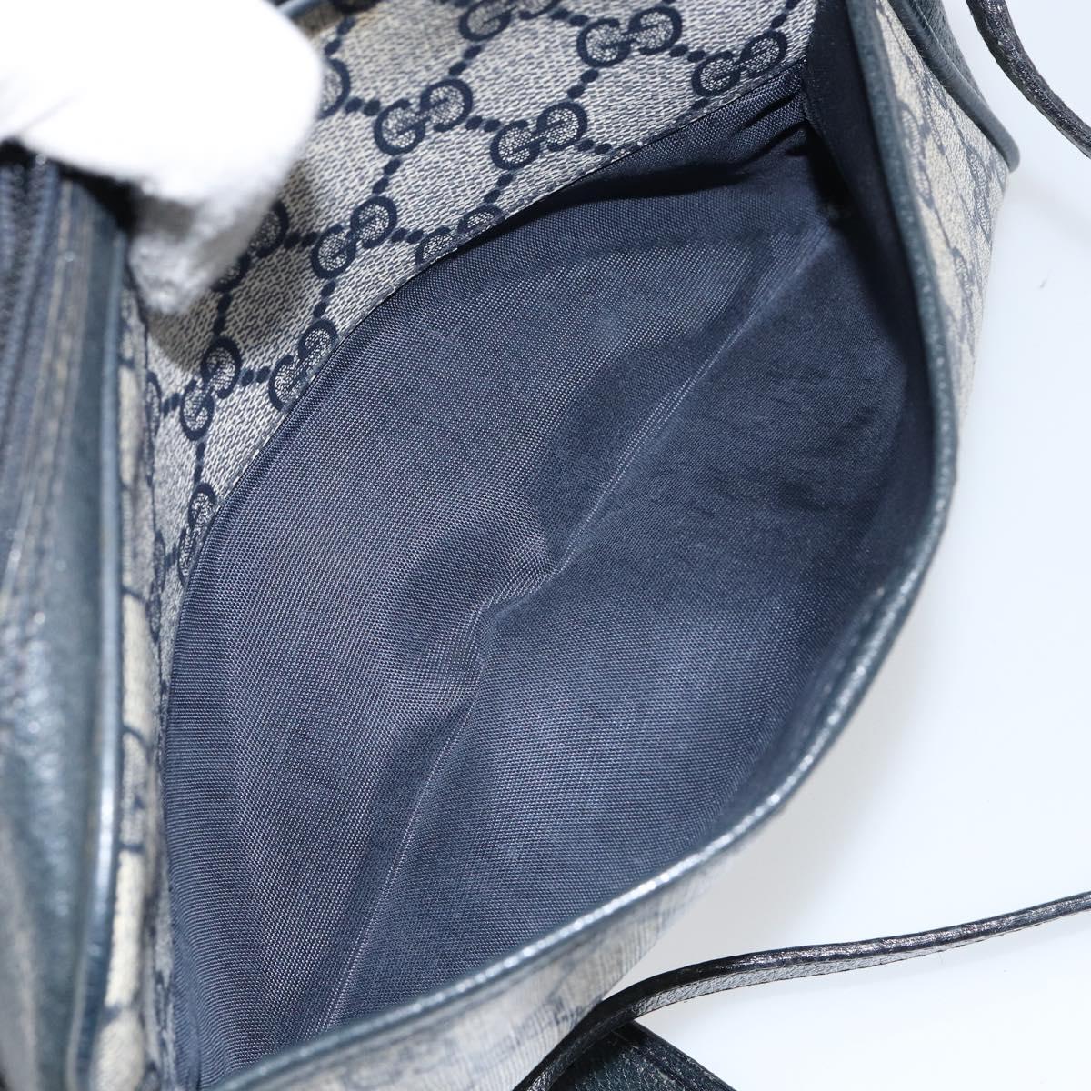 GUCCI GG Supreme Sherry Line Shoulder Bag PVC Navy Gold 10 02 055 Auth ep11283