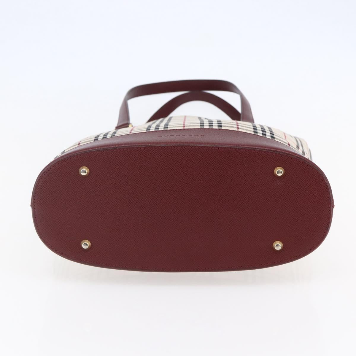 BURBERRY Nova Check Tote Bag Canvas Beige Gold Auth ep11287