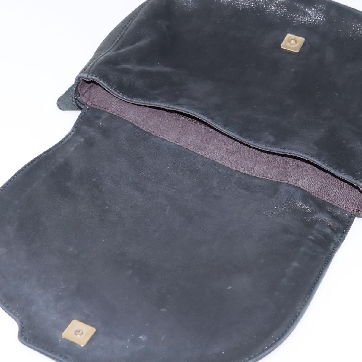 FENDI Shoulder Bag polyester Black Gold Auth ep11289