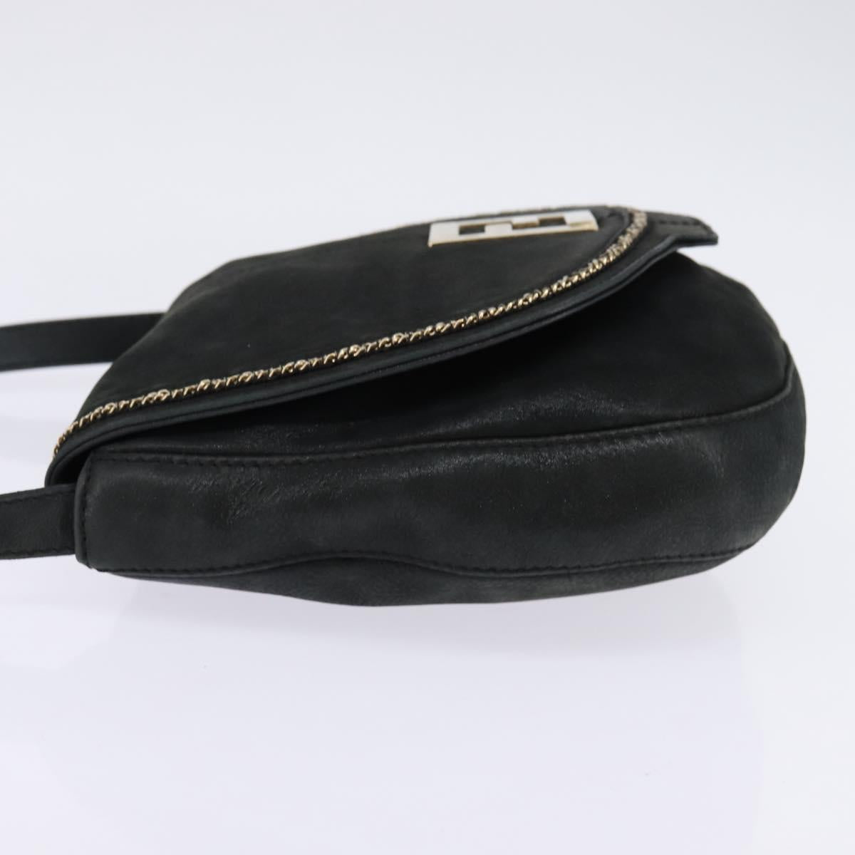 FENDI Shoulder Bag polyester Black Gold Auth ep11289