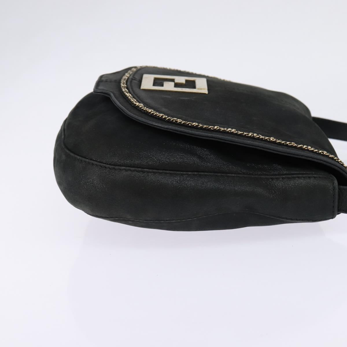 FENDI Shoulder Bag polyester Black Gold Auth ep11289