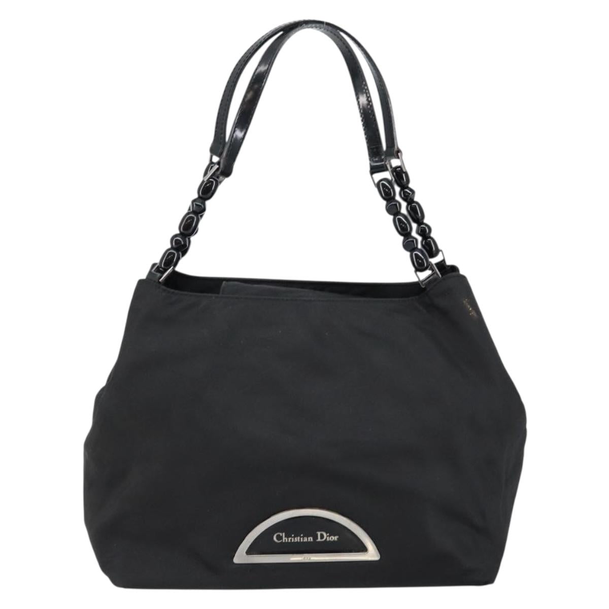 Christian Dior Maris Pearl Hand Bag Nylon Black Auth ep11290